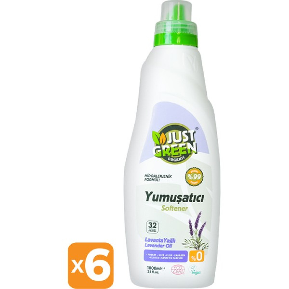 Just Green Organic 6'lı Yumuşatıcı 6X1000 ml - 6 lt Yumuşatıcı Fiyatı