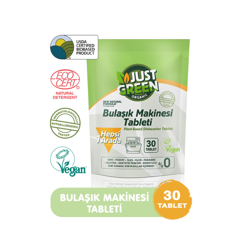 Just Green Organic Bulaşık Makinesi Tableti 30lu 480 G Bulaşık Yıkama Fiyatı