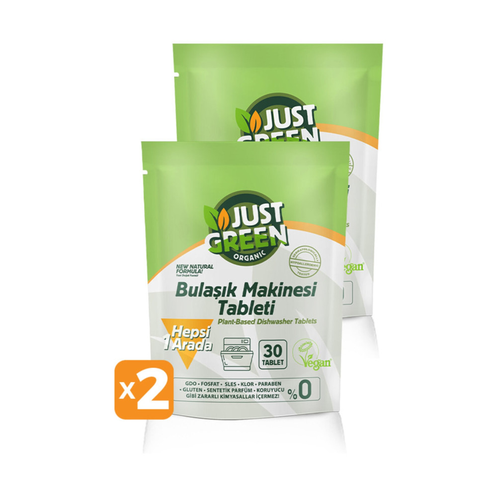 Just Green Organic Bulaşık Makinesi Tableti 30lu 480 G X 2 Adet 60 Yıkama Bulaşık Yıkama Fiyatı