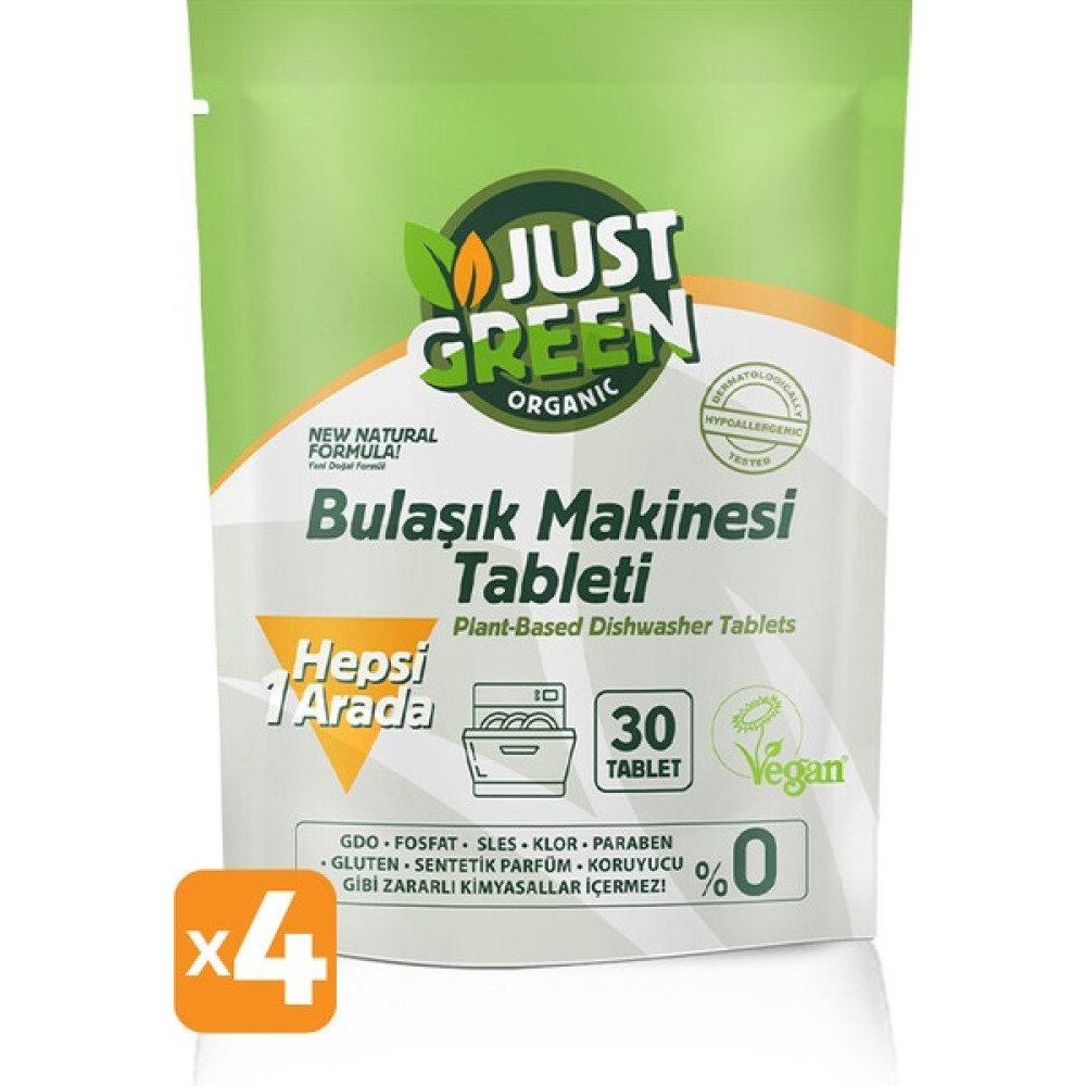 Just Green Organic Bulaşık Makinesi Tableti 4 x 30 Tablet Bulaşık Yıkama Fiyatı