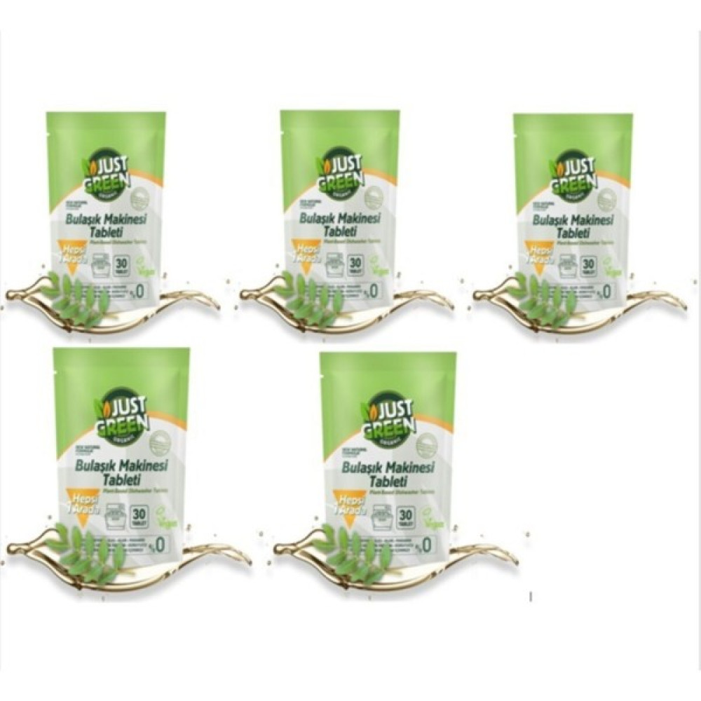 Just Green Organic Bulaşık Makinesi Tableti 5'li Set / 5X30 Tablet 480GR Bulaşık Yıkama Fiyatı