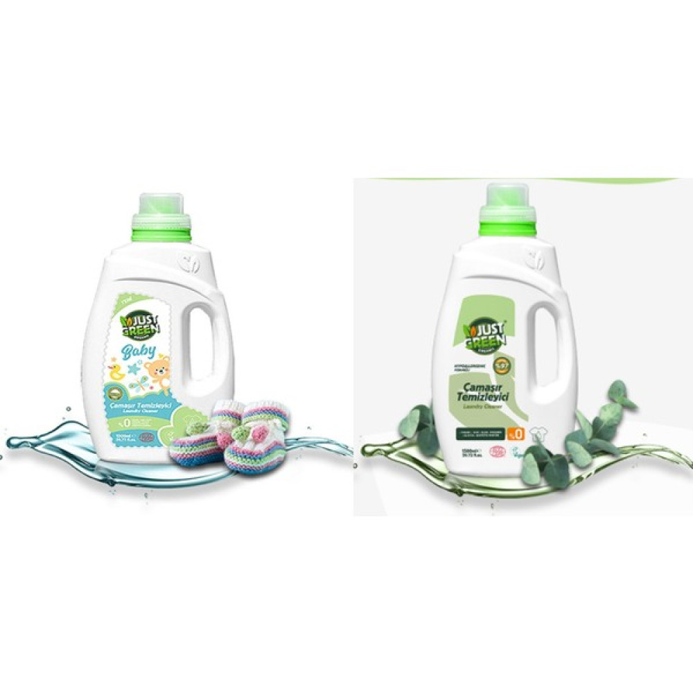 Just Green Organic Çamaşır Temizleyici + Baby Çamaşır Temizleyici - 3 lt Çamaşır Yıkama Fiyatı
