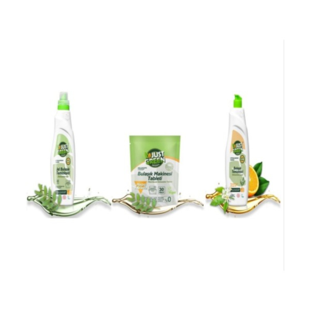 Just Green Organic Family Set / 1x Jel Bulaşık Temizleyici 750ML - 1x Bulaşık Makinası Tableti 480GR - 1x Bulaşık Temizleyici 750ML Bulaşık Yıkama Fiyatı