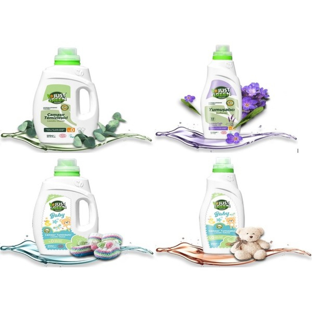 Just Green Organic & Just Green Baby Çamaşır Set / 1x Çamaşır Temizleyici 1500ML - Yumuşatıcı 1000ML / 1x Baby Çamaşır Temizleyici 1500ML - Baby Yu... Çamaşır Yıkama Fiyatı