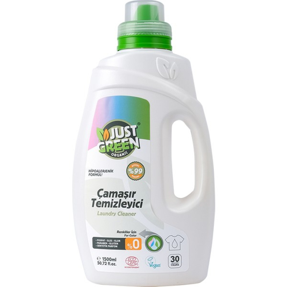 Just Green Organic Renkliler İçin Çamaşır Temizleyici 30 Yıkama 1500 ml Çamaşır Deterjanı Fiyatı