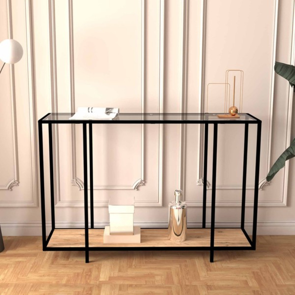 Just Home Füme Camlı Metal Dresuar - Atlantik Çam / Siyah Dresuar / Makyaj Masası Fiyatı