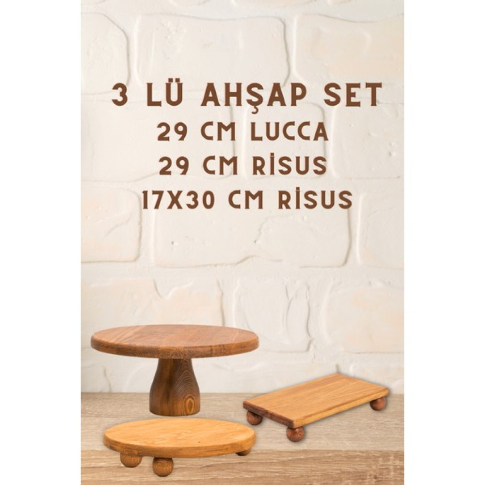 Just Wood 3lü 29 cm Lucca Pastalık, 29 cm Risus, 17X30 Risus Ahşap Çeyiz Seti Mutfak Gereçleri Fiyatı