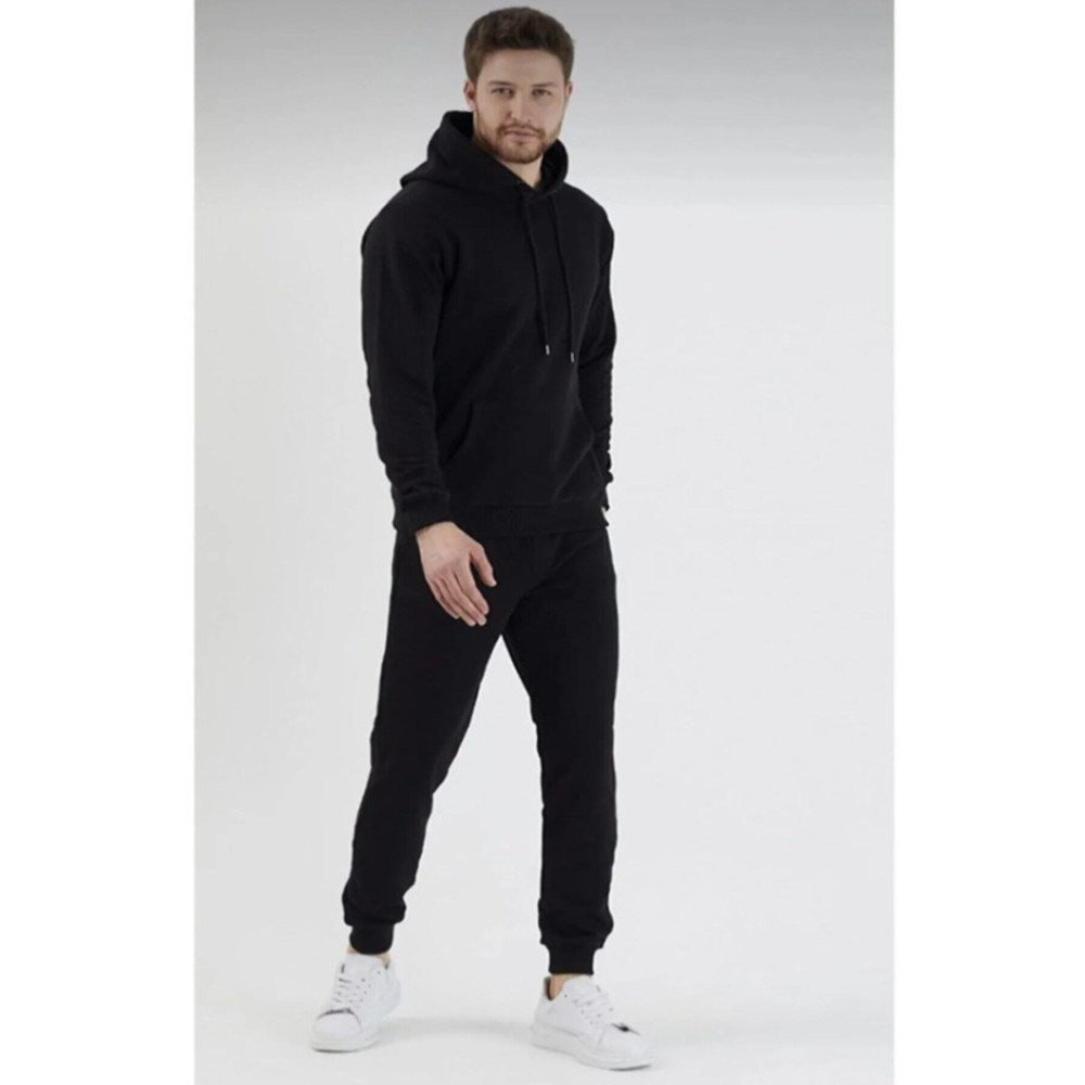 JustBS Kapüşonlu Siyah Eşofman Takımı Unisex Oversize 2 Iplik 2XL/3XL Beden Kadın Eşofman Fiyatı