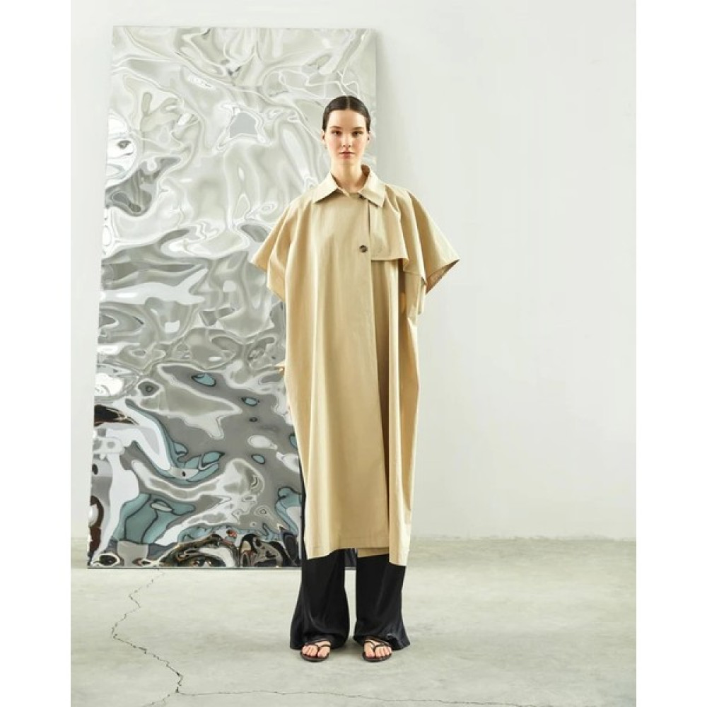 Juste Kolsuz Oversize Bej Trençkot Kadın Trençkot Fiyatı