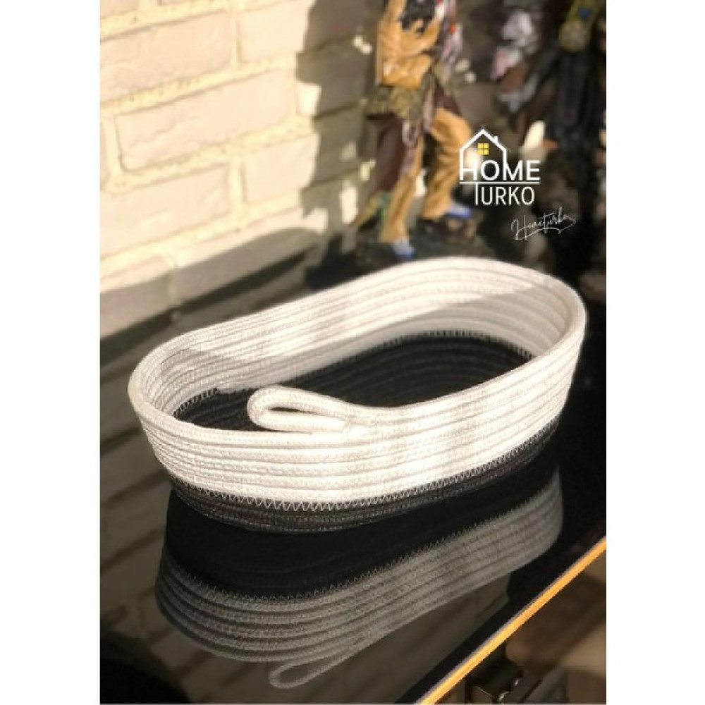 Jüt, Hasır, Siyah, Beyaz, Sepet, Jüt Sepet, Banyo Sepeti, Mutfak Sepeti, Organizer, Düzenleyici - 30 x 20 - Siyah - Beyaz Sepet Fiyatı