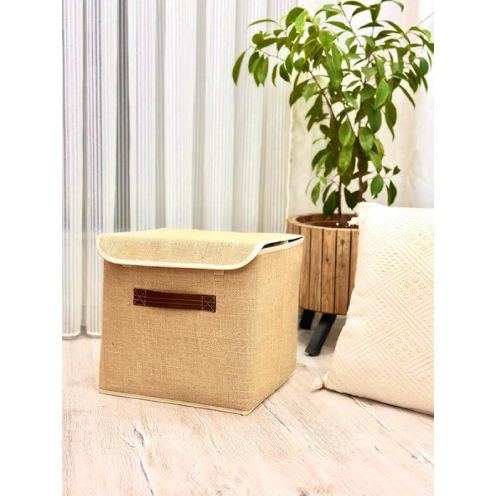 Jüt Kapaklı Dolap Içi Çamaşır Oyuncak Düzenleyici Katlanır Saklama Kutusu 30X30X30 cm Eşya Saklama Kutusu Fiyatı