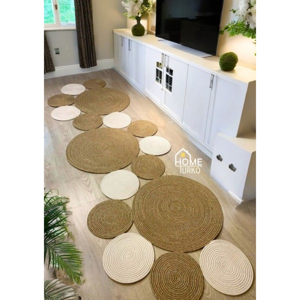 Jüt, Paspas, Kilim, Yolluk, Halı, Banyo, Mutfak, Oturma Odası, Balkon, Yatak Odası, Paspası, Halısı - Hasır - Krem - 55 x 134 cm Kilim Fiyatı