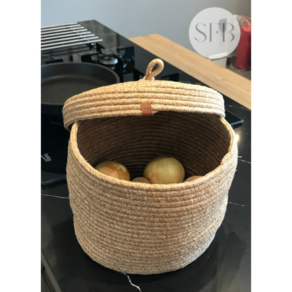 Jüt Sepet, 25X20CM Mutfak Sepeti, Patates Soğan Sepeti, Banyo Sepeti, Kapaklı Sepet, Düzenleyici - 25 x 20 - Hasır Sepet Fiyatı