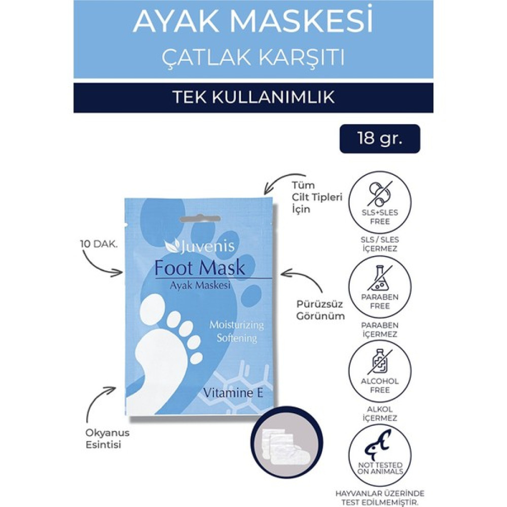 Juvenis Kozmetik Ayak Maskesi Nemlendirici ve Çatlak tı E Vitaminli leştiren Çorap Tipi Ayak Maskesi Ayak Bakımı Fiyatı