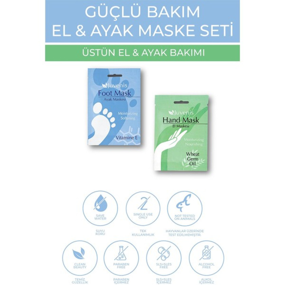 Juvenis Kozmetik El ve Ayak Maskesi Seti Buğday Yağlı E Vitaminli Nemlendirici Çatlak tı 2'li Güçlü Bakım Seti Ayak Bakımı Fiyatı