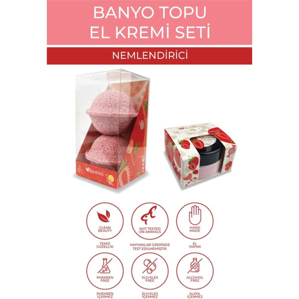 Juvenis Kozmetik Yoğun Nemlendirici Cilt Yatıştırıcı ve Besleyici Çilek Aromalı 2'li Banyo Topu El Kremi Seti Oto Boyaları Fiyatı