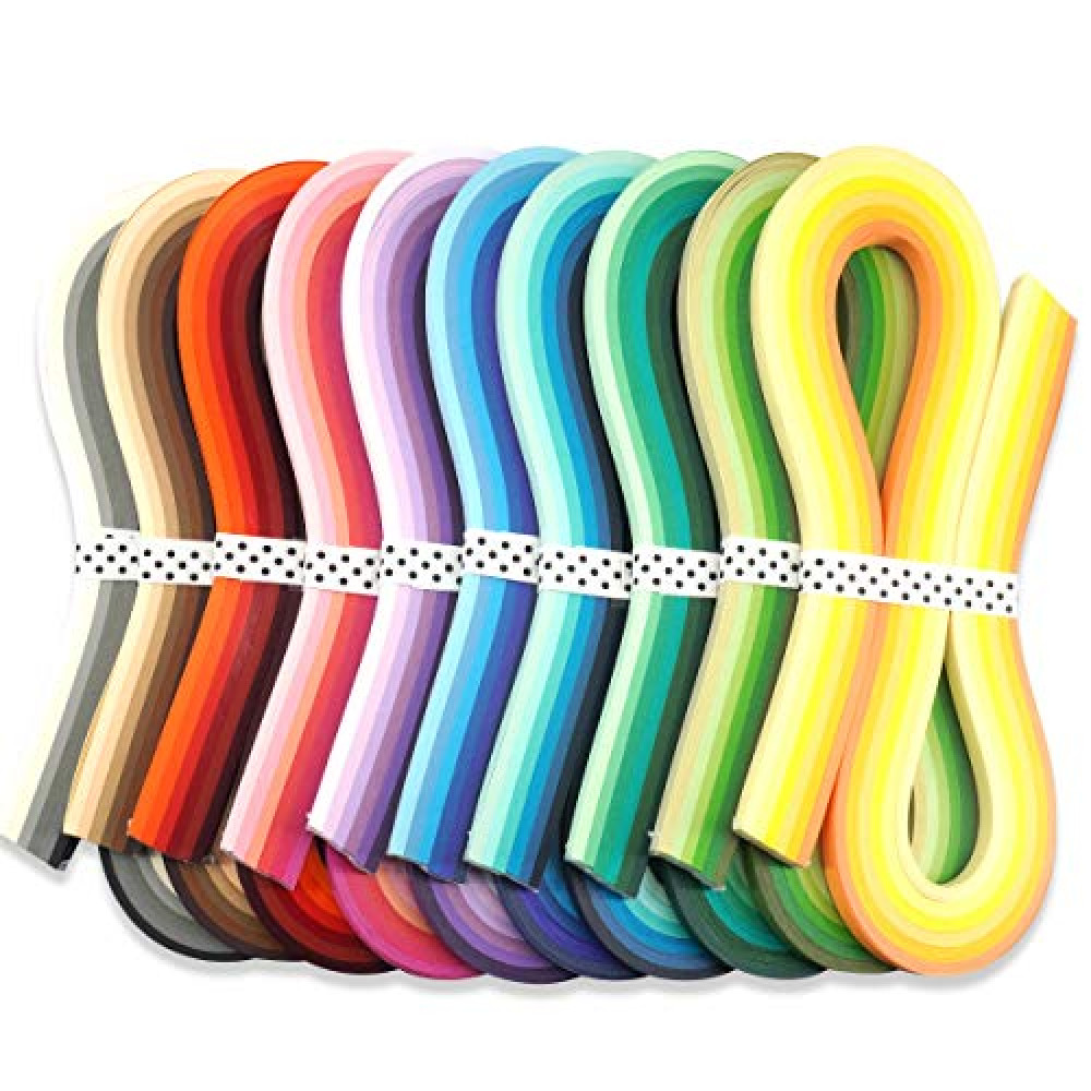 JUYA Multi-Color Paper Quilling Strips Set 60 Colors 10 packs 54cm Length Paper Width 3mm (0.12 in)