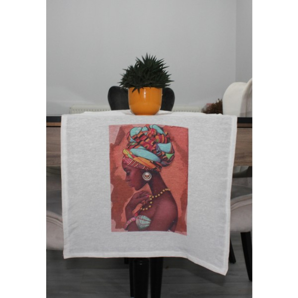 Juzk Solutions Krem Beautiful African Woman Basıkılı Runner - 140 x 50 cm - Bej - Kırmızı Masa Örtüsü Fiyatı