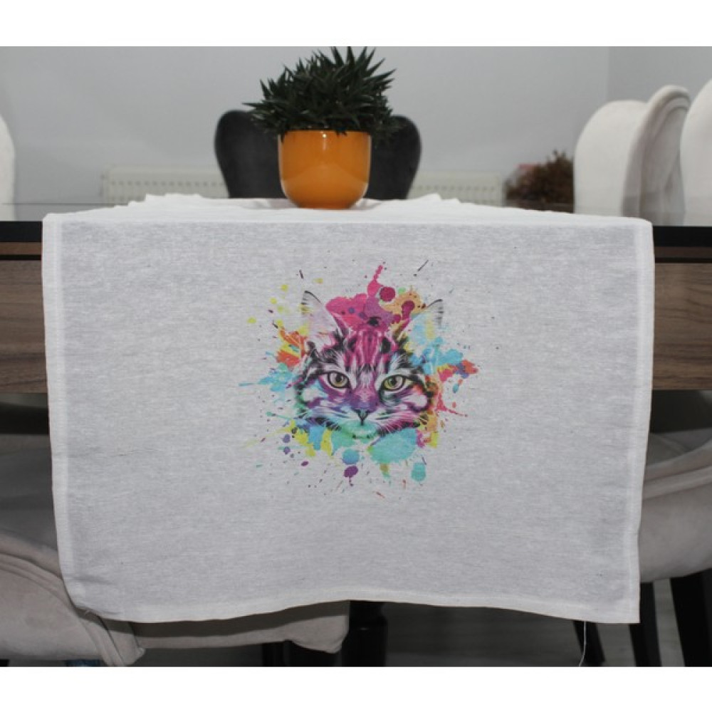 Juzk Solutions Krem Clourful Cat Basıkılı Runner - 140 x 50 cm - Renkli Masa Örtüsü Fiyatı