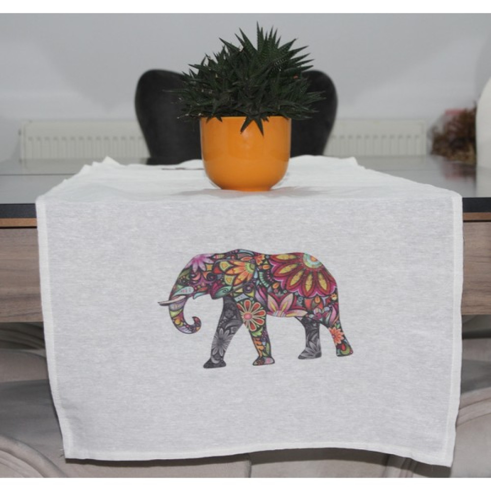 Juzk Solutions Krem Hindu Elephant Basıkılı Runner - 140 x 50 cm - Açık Pembe - Açık Mavi Masa Örtüsü Fiyatı