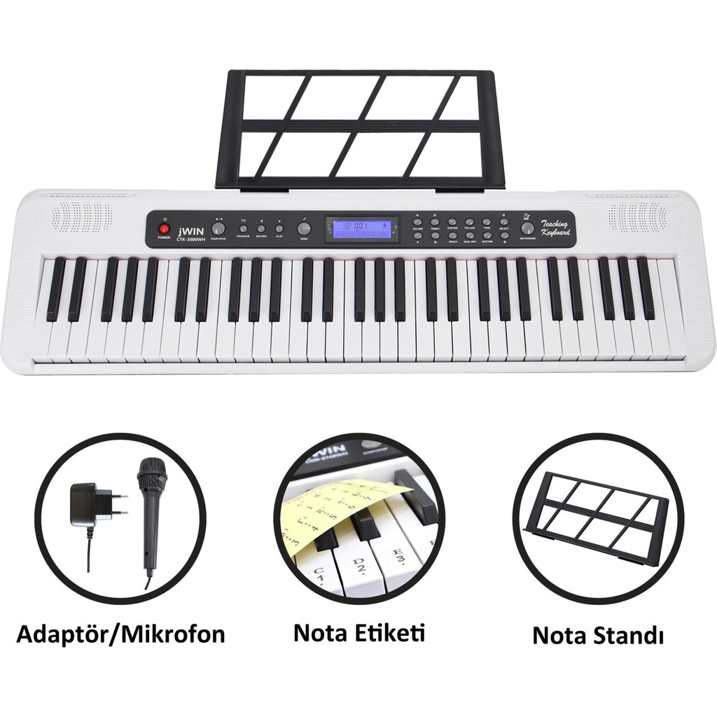 Jwin CTK-3000 61 Tuş Hassasiyetli Org (5 Oktav) - Beyaz Orglar Fiyatı