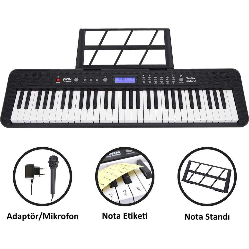 Jwin CTK-3000 61 Tuş Hassasiyetli Org (5 Oktav) - Siyah Orglar Fiyatı