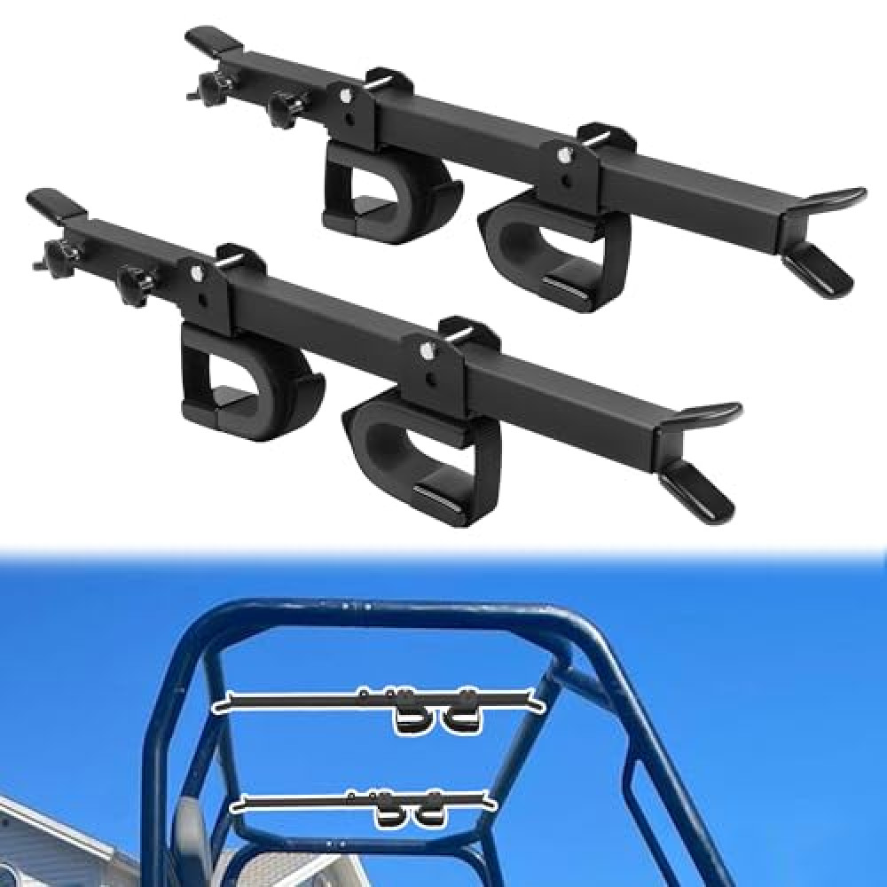 JY PERFORMANCE UTV Overhead Gun Holder, Adjustable Roof-Mounted Gun & Bow Rack Carrier Compatible with Most UTV, Polaris Can Am Honda Kawasaki