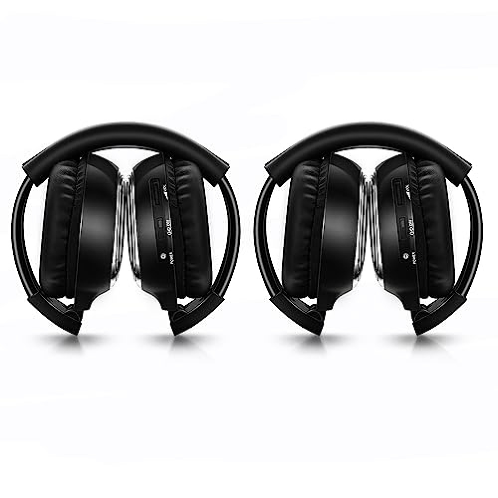 JYSiptkird Universal 2 Channel IR Foldable Headphones,Kids Wireless Headphones for Universal Car Entertainment System,Infrared Headset for Car DVD Video (2 Pack)