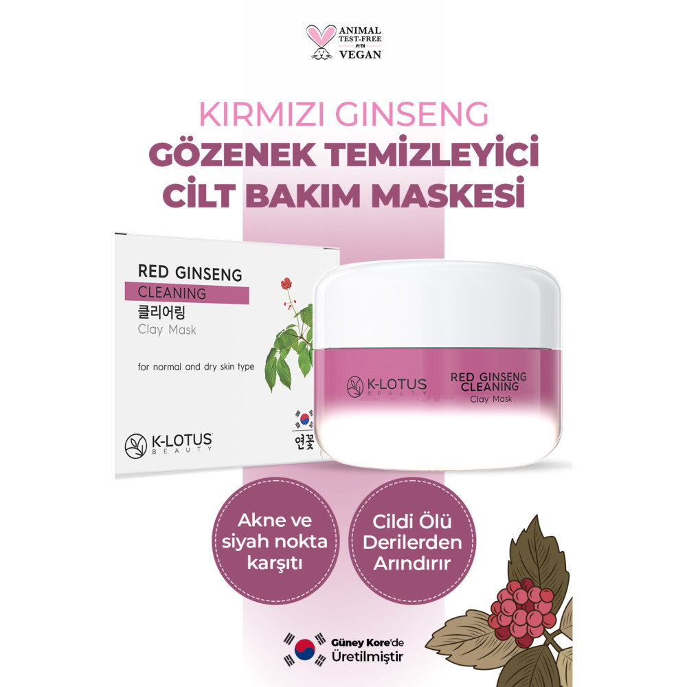 K-Lotus Beauty Kore Kırmızı Ginseng Gözenek Temizleyici Peeling Etkisi Besleyici Kil Cilt Bakım Maskesi 30ml Cilt ve Yüz Bakımı Fiyatı