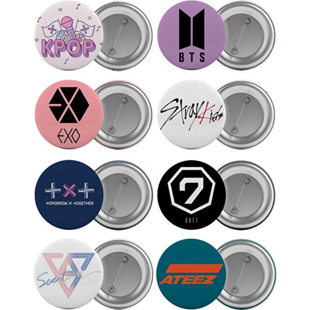 K-Pop Grupları-2 Çanta Rozeti Seti 8 Adet En Büyük Boy 5.8cm Iğneli Broş - -- Okul Çantası Fiyatı