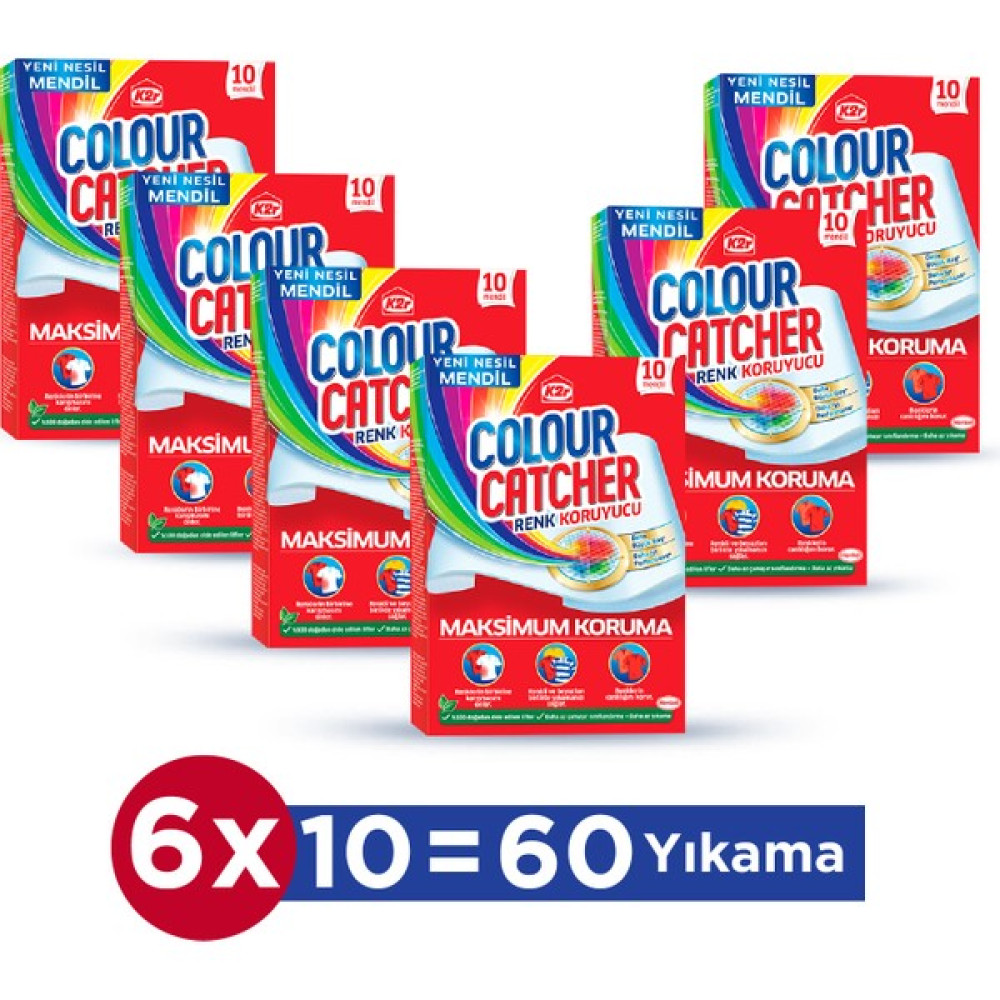 K2r Renk Koruyucu Mendil 6 x 10'lu Paket (60 Yıkama) - 10 Yıkama Çamaşır Yıkama Fiyatı