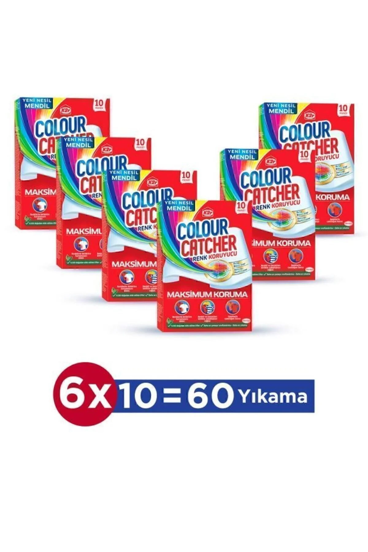 K2R Renk Koruyucu Mendil 6 X 10lu Paket (60 YIKAMA)" Çamaşır Yıkama Fiyatı