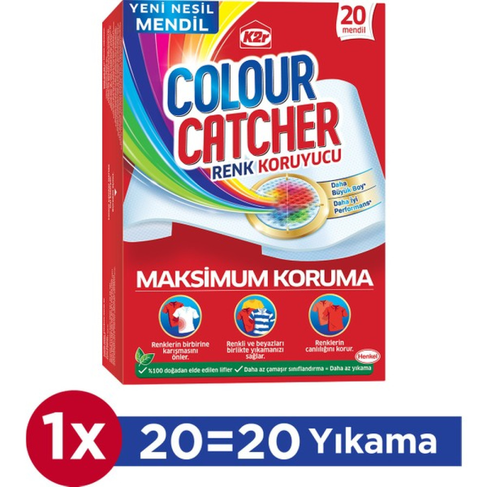 K2r Renk Koruyucu Mendil Maksimum Koruma 20 Yıkama - 20 Adet Çamaşır Yıkama Fiyatı