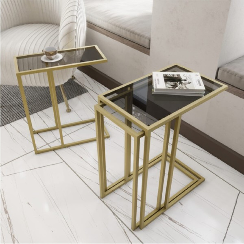 Kaan Metal Art Gold C Sehpa Zigon Takımı - Sarı Zigon Sehpa Fiyatı