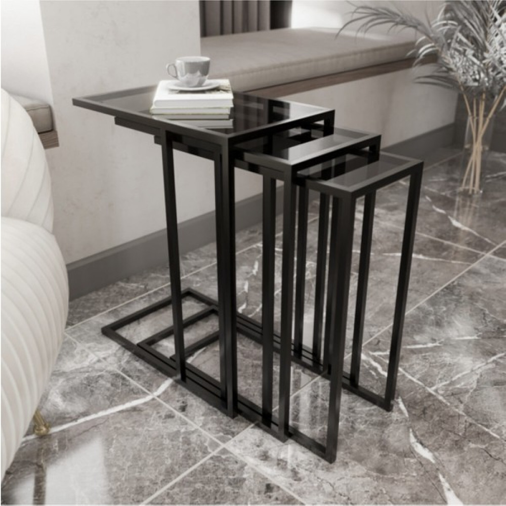 Kaan Metal Art Siyah C Sehpa Zigon Takımı Zigon Sehpa Fiyatı