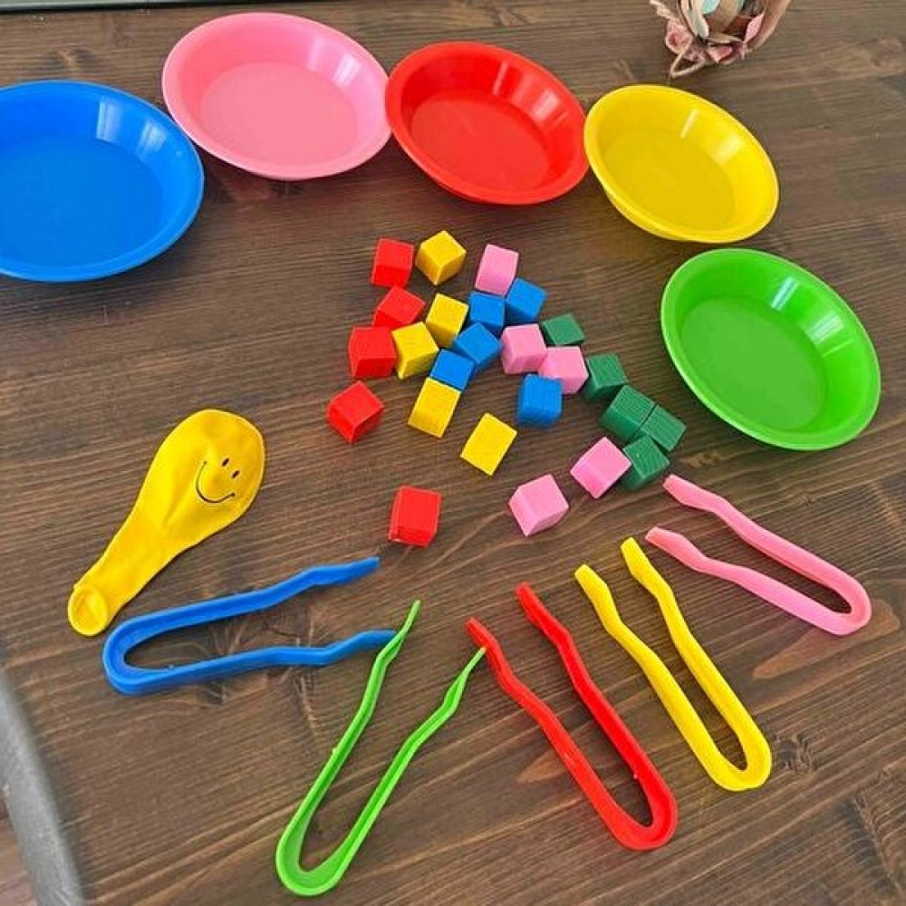 Kaan Oyuncak Renkli Ahşap Küpler Aktarmaseti Montessori Beceri Oyunu Eğitici Oyuncak Fiyatı