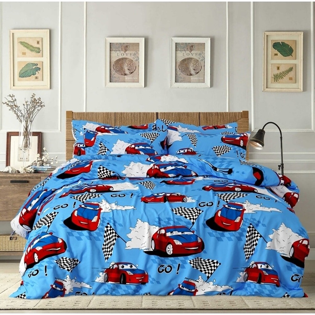Kaan Tek Kişilik Arabalı Nevresim Seti - 160 x 215 cm - Mavi Nevresim Takımı Fiyatı
