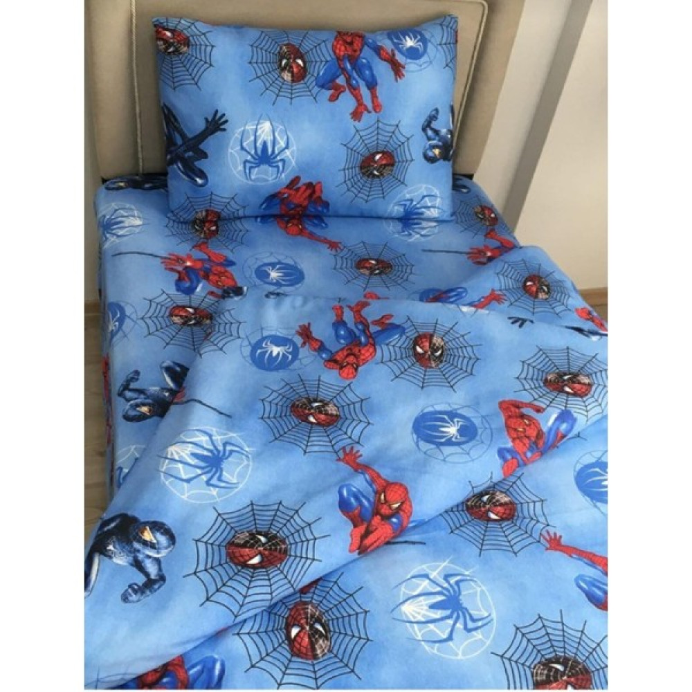 Kaan Tek Kişilik Örümcek Adamlı Nevresim Takımı Lastikli Çarşaflı - 160 x 220 cm - Gece Mavisi Nevresim Takımı Fiyatı