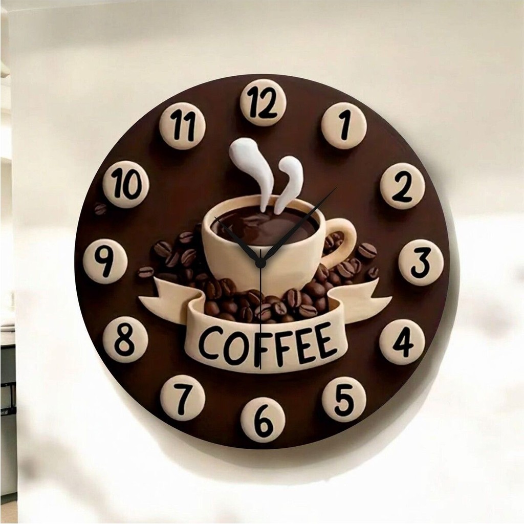 Kabartma Görünümlü Kahve Coffee Renkli Baskı Desenli Sayılı Hediyelik Ahşap Sessiz Duvar Saati 45CM SSD / Solid State Drive Fiyatı