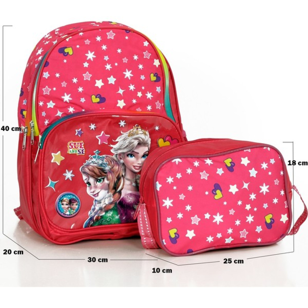 Kabkabi Kız Çocuk Ilk ve Ortaokul Pembe Elsa Baskılı Okul Sırt ve Beslenme Çantası Seti DC10172 - Sırt + Beslenme Çantası - 40X30X20 Okul Çantası Fiyatı