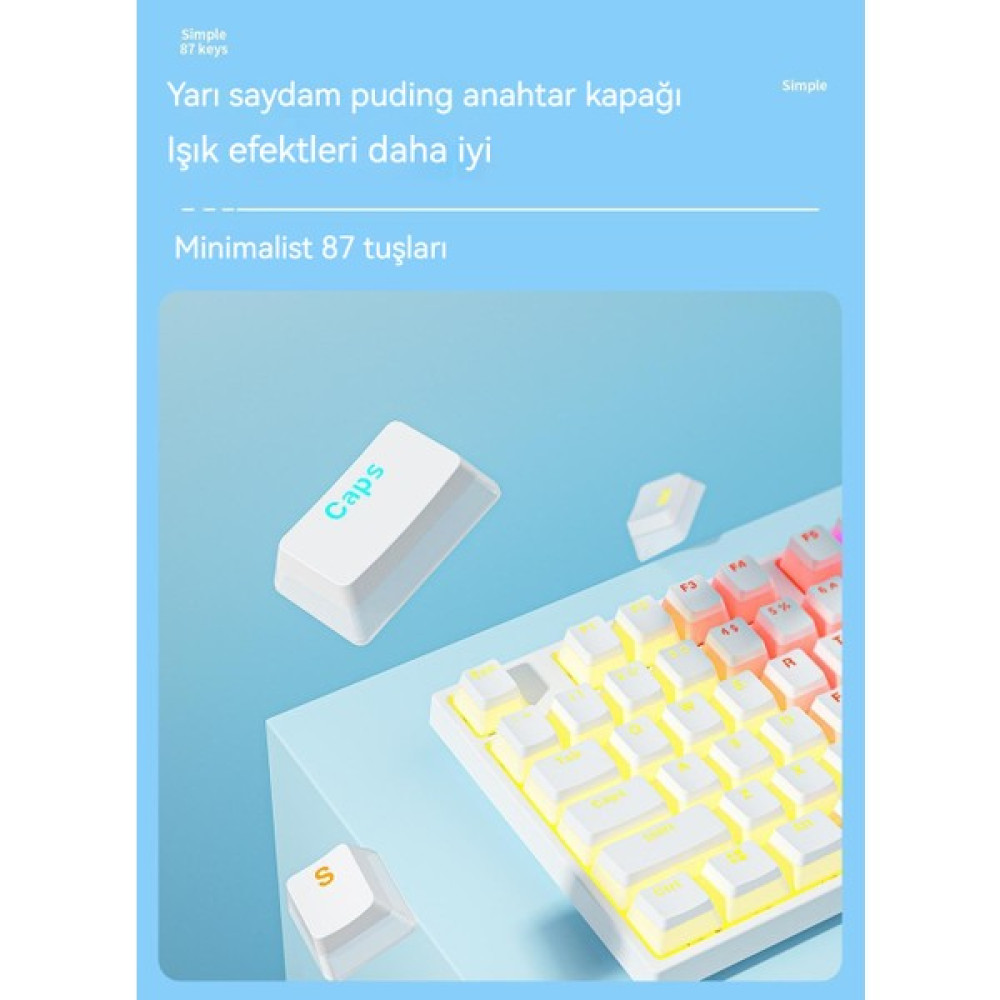 Kablolu Rgb Aydınlatmalı Gaming Mekanik Klavye(Yurt Dışından) - 42.6x12x3.6cm - Beyaz Oyuncu Klavyesi Fiyatı