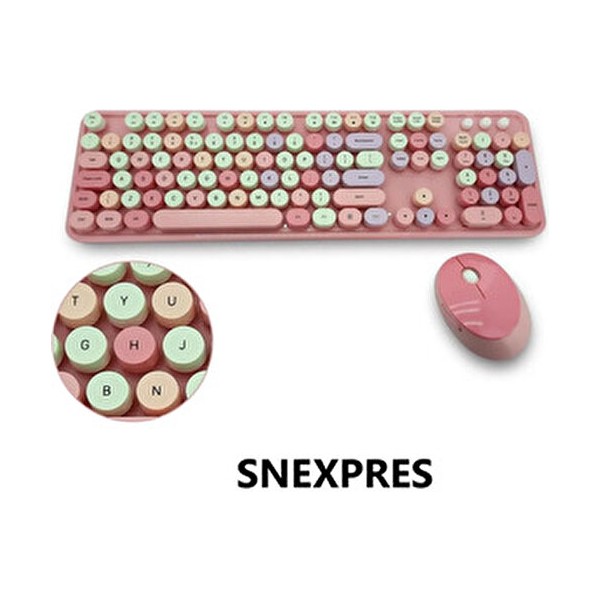 Kablosuz Klavye ve Mouse Fare Set 104 Tuşlu Pc Notebook Laptop Uyumluu - Pembe Klavye - Mouse Fiyatı