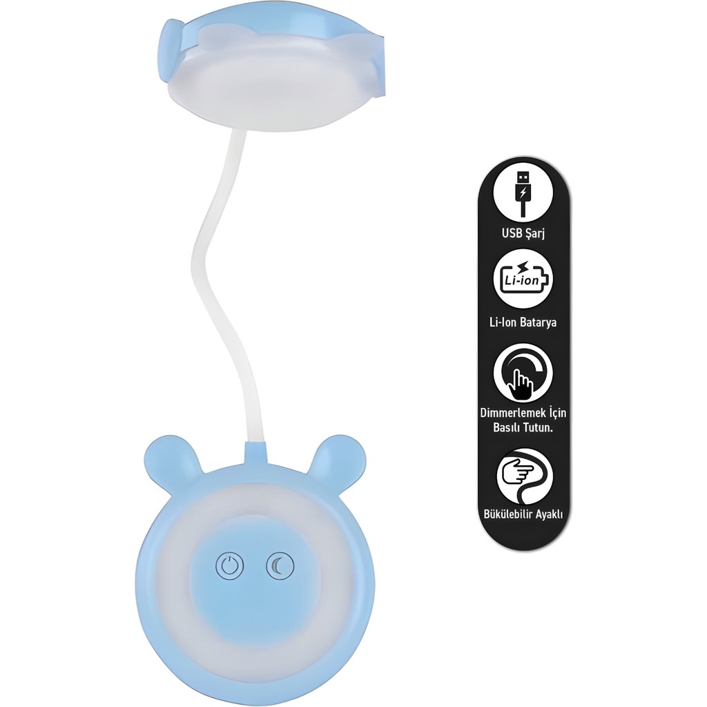 Kacar Şarjlı Dokunmatik LED Masa Lambası – 3 Kademeli Işık Renk Seçeneği (3000K/4500K/6500K), Ayarlanabilir Parlaklık Dimmer, 1200 Mah Batarya, USB... Ofis Masa Lambası Fiyatı
