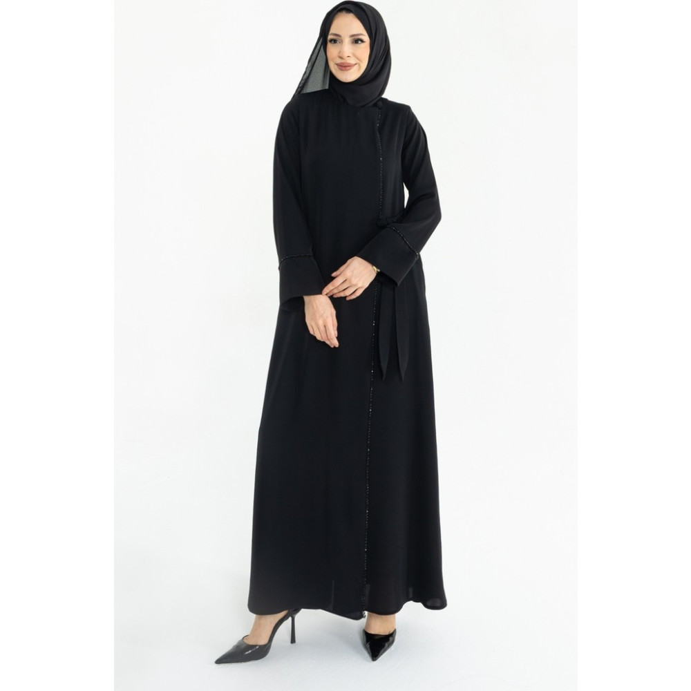 Kadeem Giyim Silve Dubai Ipeği Abaya Siyah -1012 Ferace Fiyatı