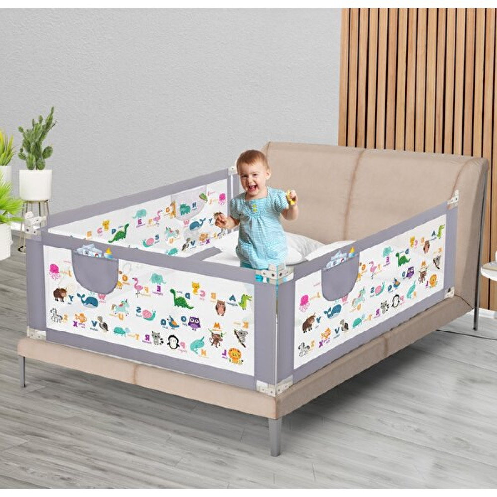 Kademeli Yükseklik Ayarlanabilir (Extra Yüksek) Yatak Bariyeri 150 cm En x (64-94) cm Yükseklik - Gri Bebek Yatak Bariyeri Fiyatı