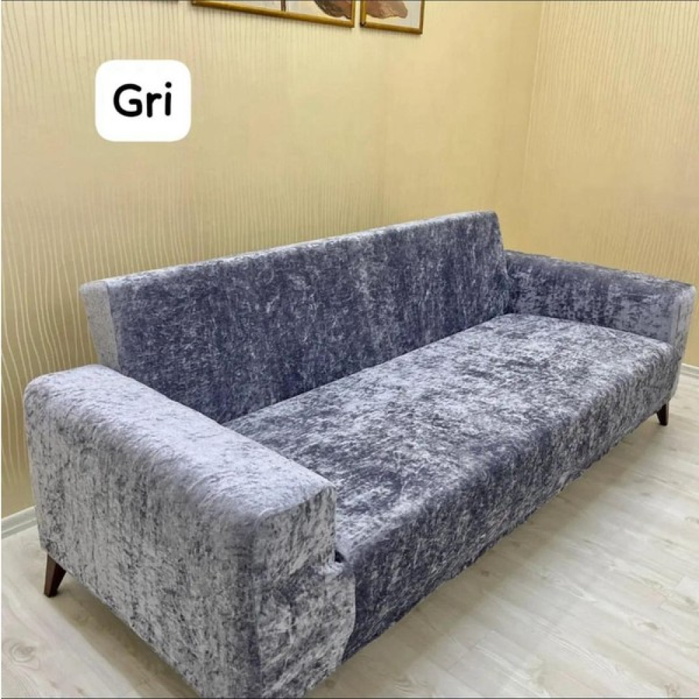 Kadife 3 3 1 1 Lastikli Kanepe Örtüsü | Lastikli Koltuk Örtüsü | Koltuk Kılıfı Takımı (AÇIK GRİ) - Gri - 180 x 230 cm Koltuk & Kanepe Örtüsü Fiyatı