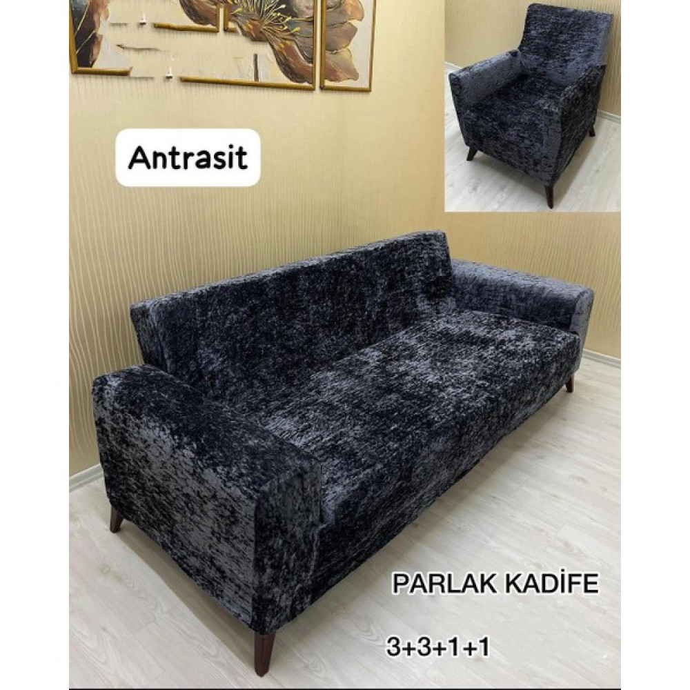 Kadife 3 3 1 1 Lastikli Kanepe Örtüsü | Lastikli Koltuk Örtüsü | Koltuk Kılıfı Takımı (ANTRASİT) - Antrasit - 180 x 230 cm Koltuk & Kanepe Örtüsü Fiyatı