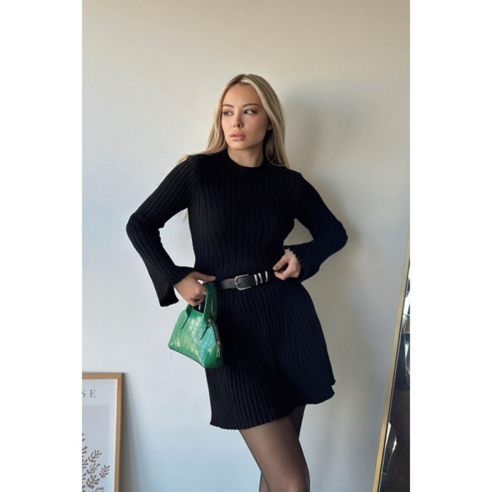 Kadife Butik Mini Triko Elbise Siyah Elbise Fiyatı