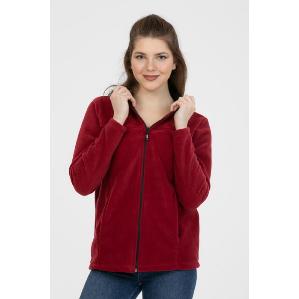 Kadın Bordo Polar Tam Fermuarlı Kapüşonlu Sweatshirt Ayakkabı (Outdoor) Fiyatı