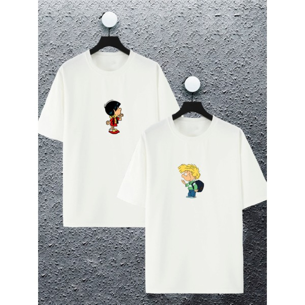 Kadın Erkek Cedric Chen Baskılı Sevgili Çift Kombini Tasarım Oversize T-Shirt 2'li Set Erkek T-shirt Fiyatı